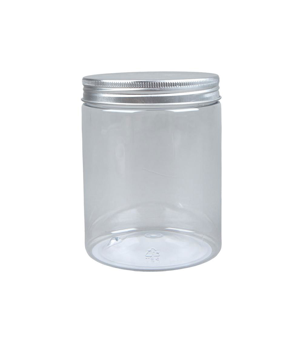 PET Container with Aluminum Lid, Clear & Silver (550 ml)