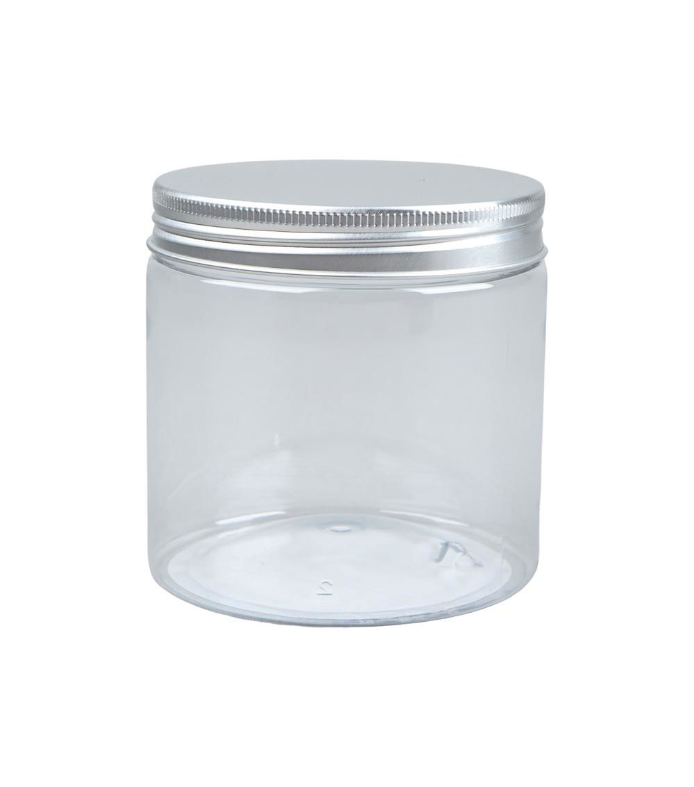 Container with Aluminum Lid, Clear & Silver (350 ml)