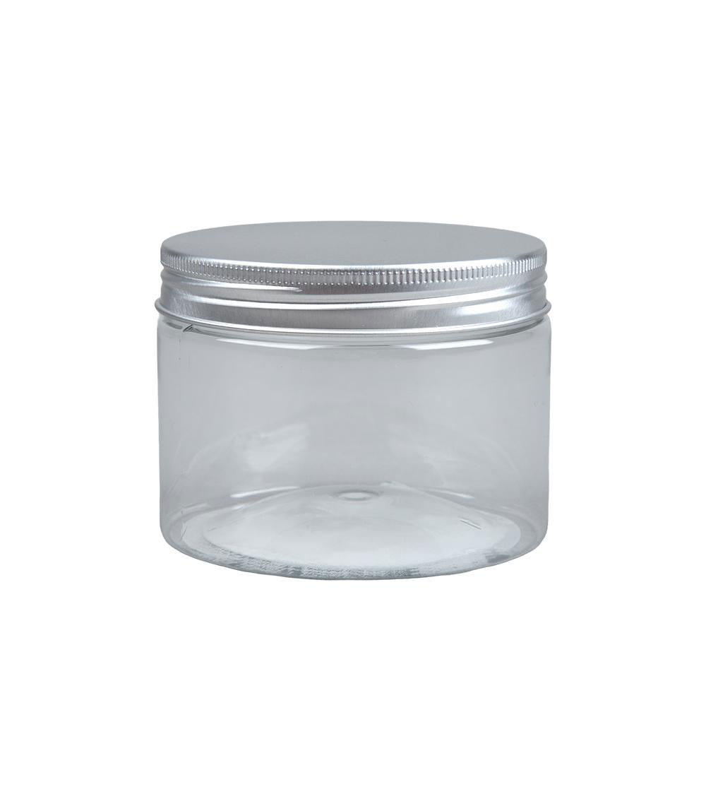 Container with Aluminum Lid, Clear & Silver (270 ml)