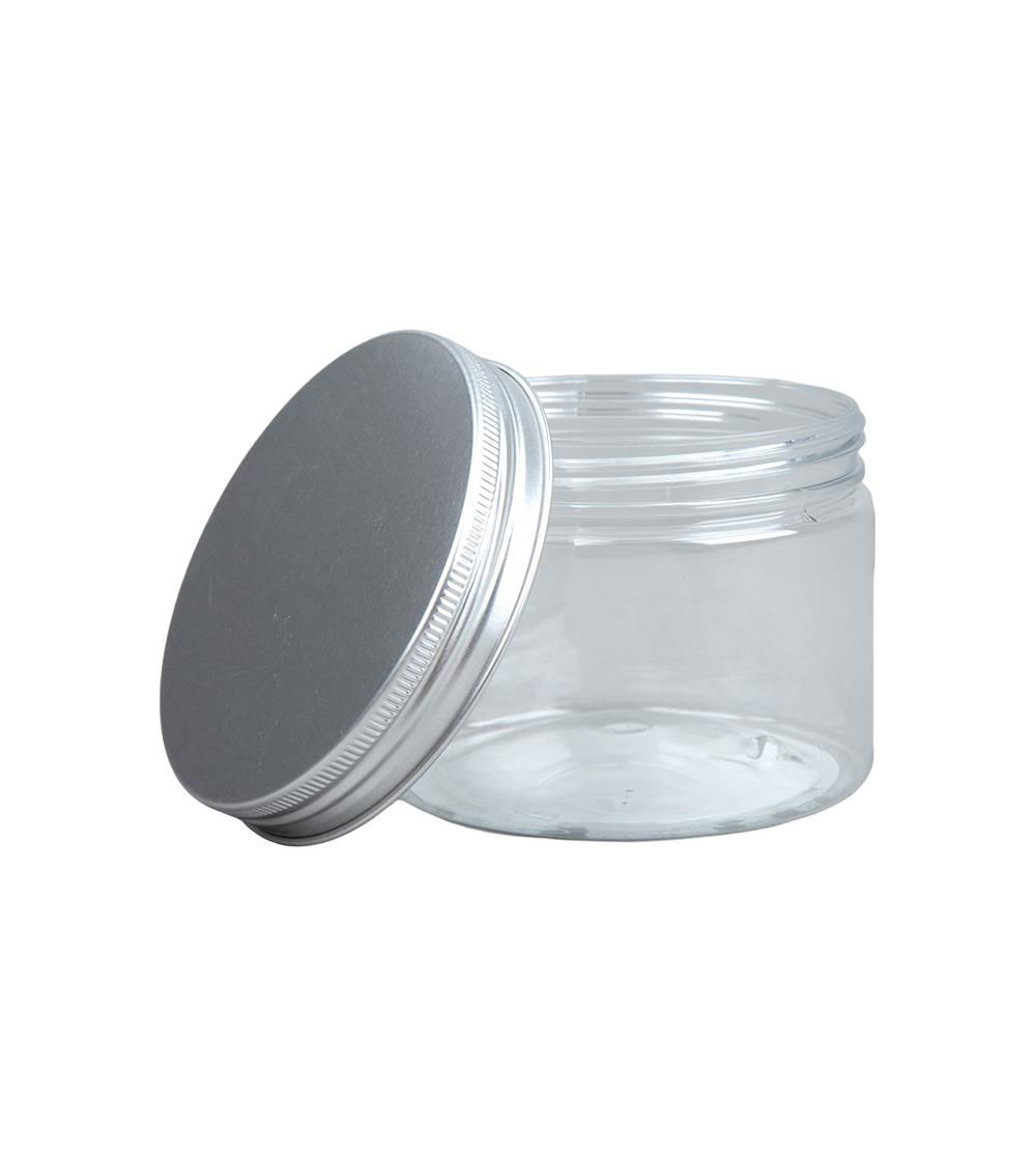 Container with Aluminum Lid, Clear & Silver (270 ml)