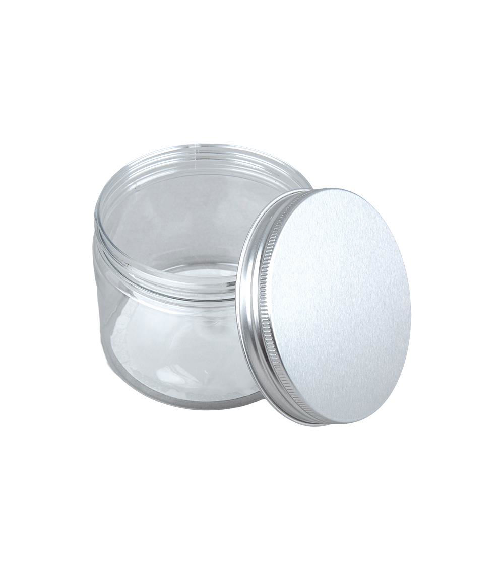 Container with Aluminum Lid, Clear & Silver (270 ml)