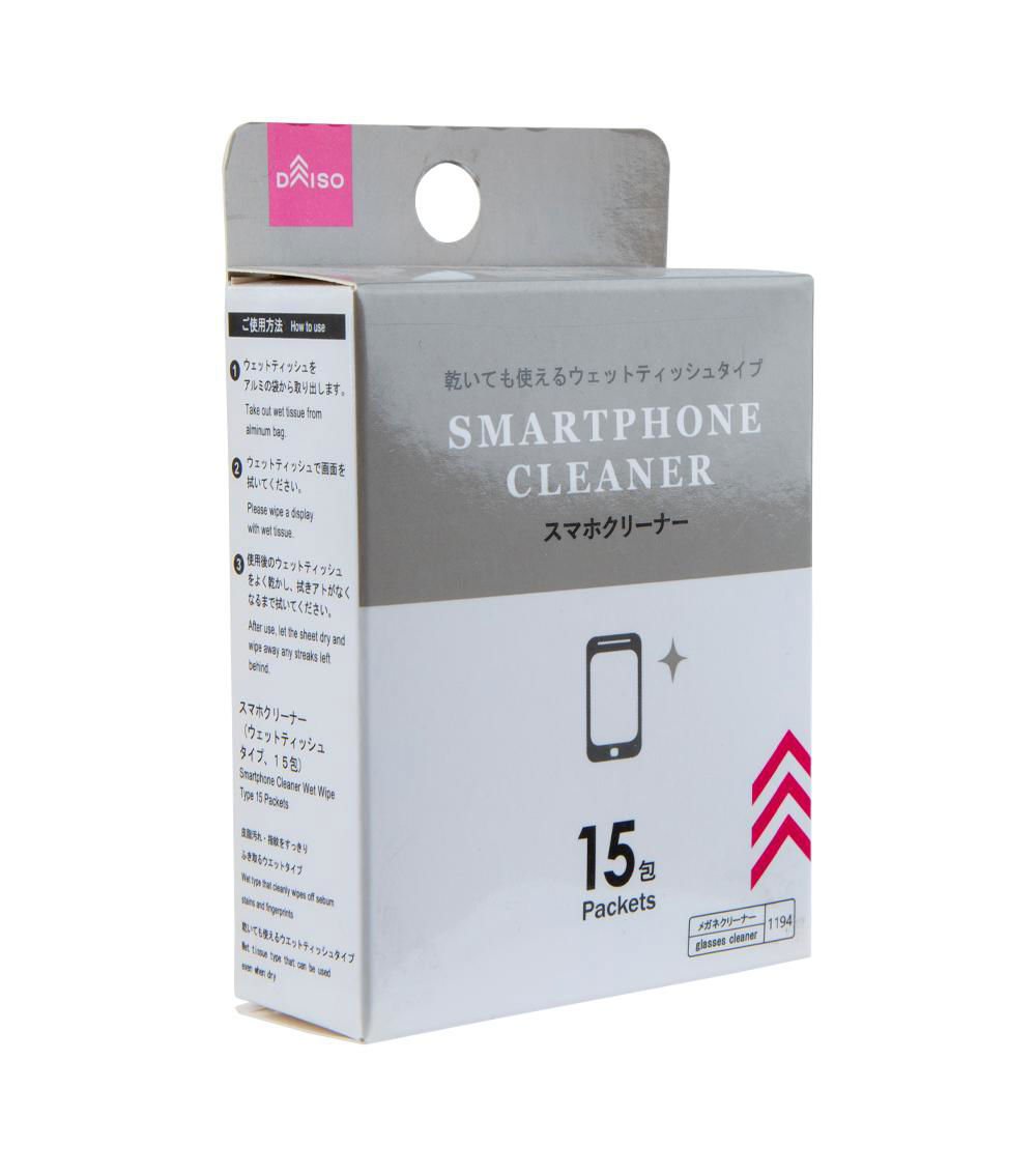 Smartphone Wet Wipes Cleaner, Grey & White (15 Packets)