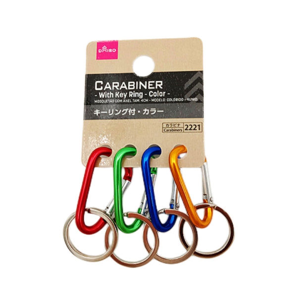 4-Piece Carabiner Set with Key Rings – Multicolor