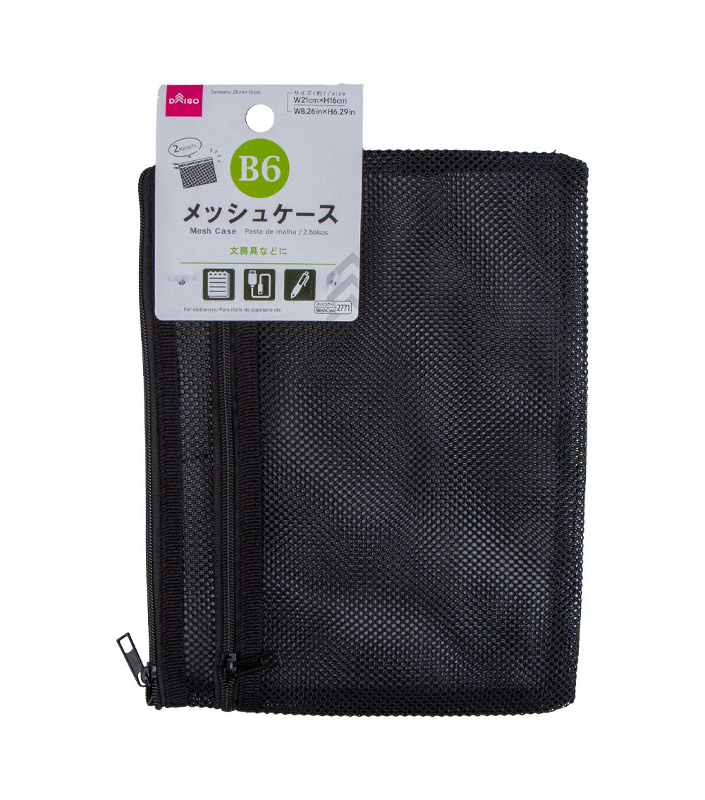 Soft Mesh Zipper Case – Black ( B6 Size )