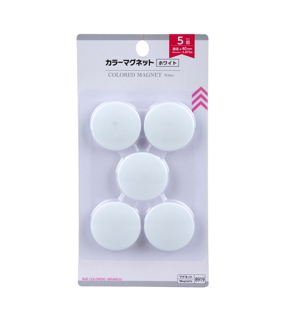 Magnet Set, White (5 pcs) - 40mm