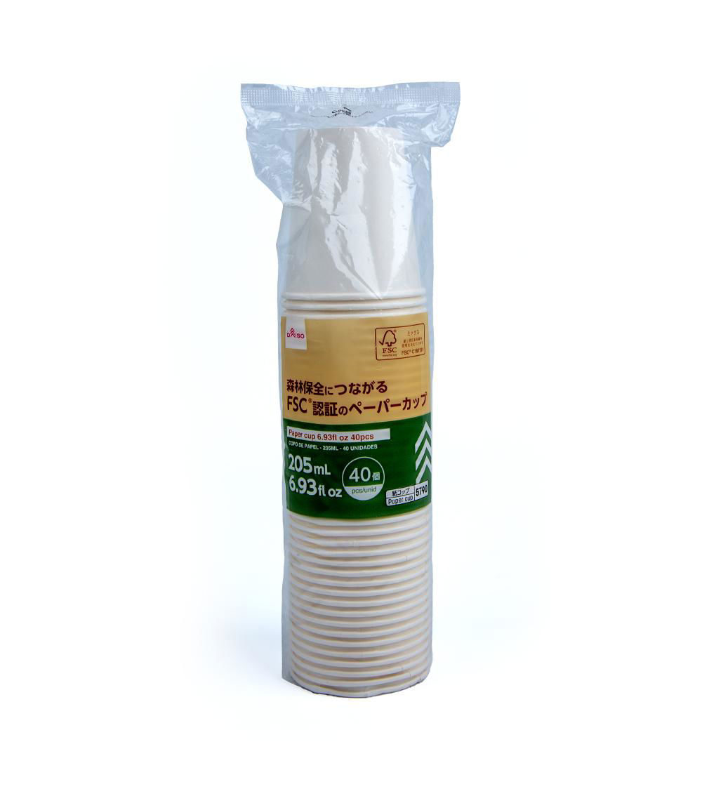 Paper Cups, White (40 pcs) - 205 mL