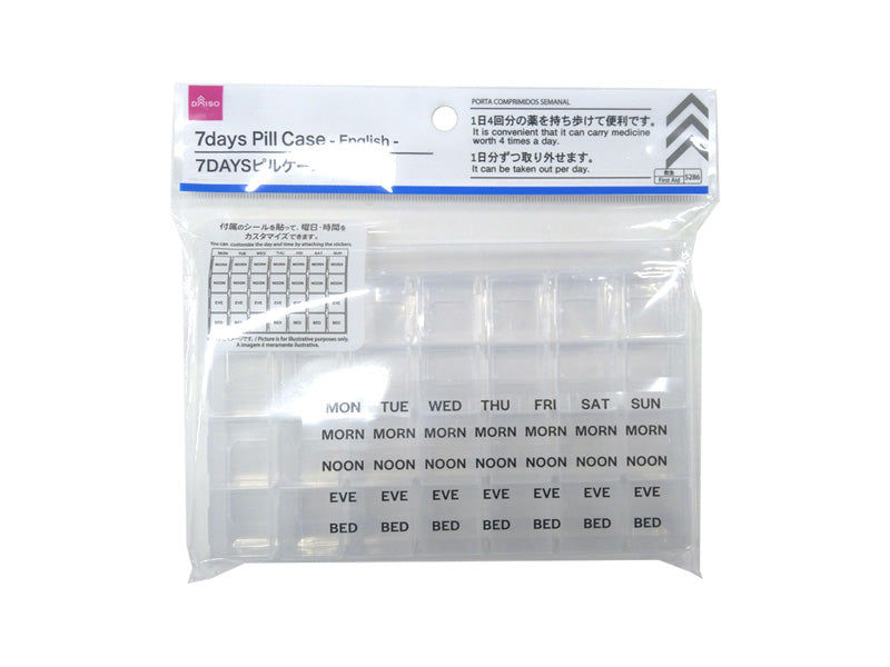 7-Day Pill Case – English, White