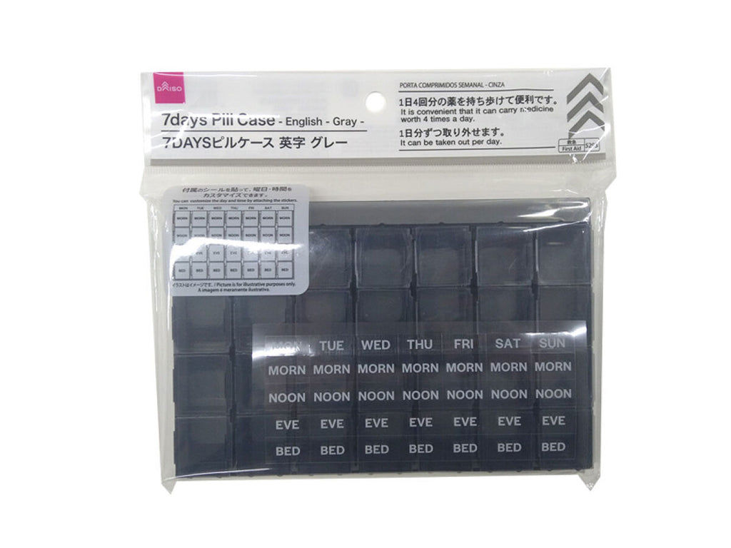 7-Day Pill Organizer Case – Grey & Black