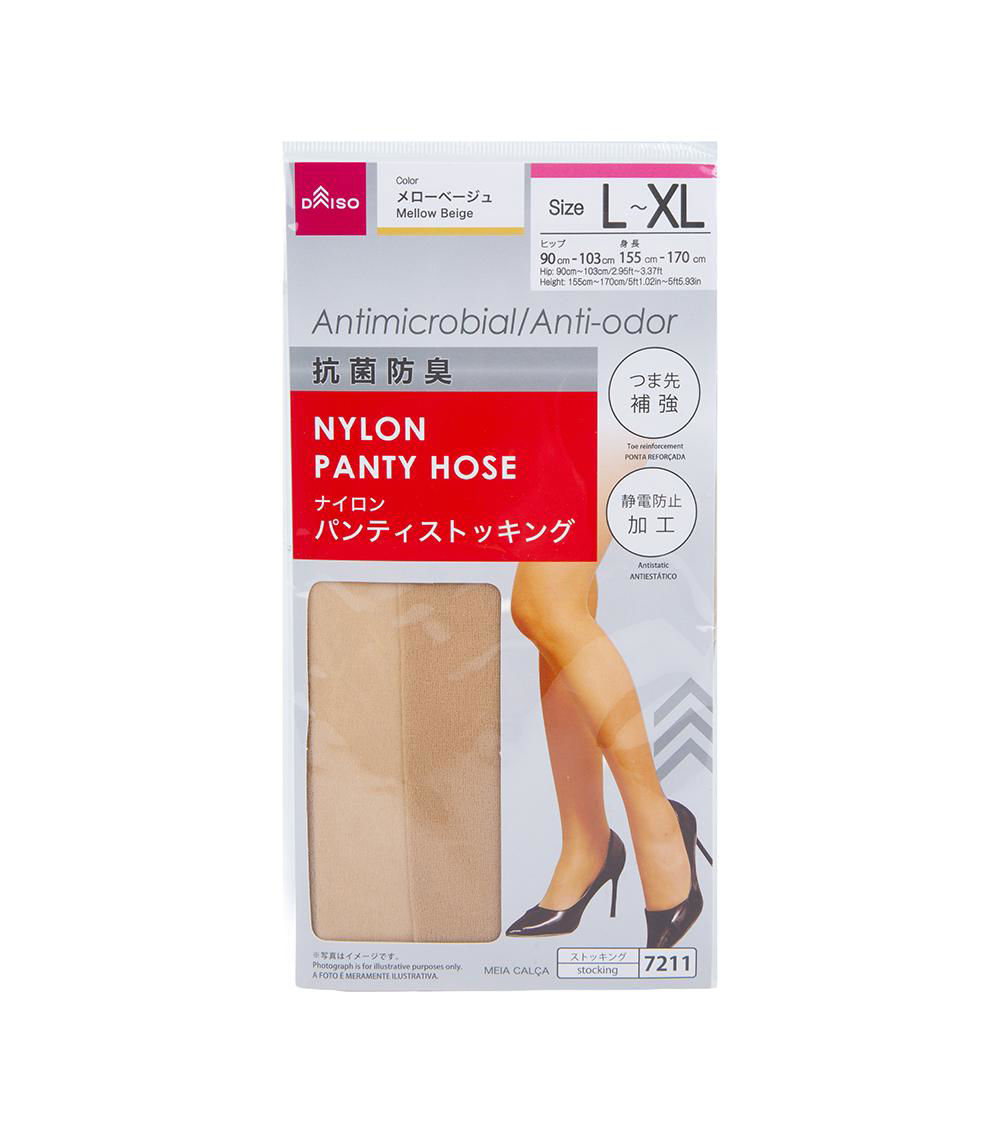 Antimicrobial Nylon Pantyhose, Beige (L-XL)