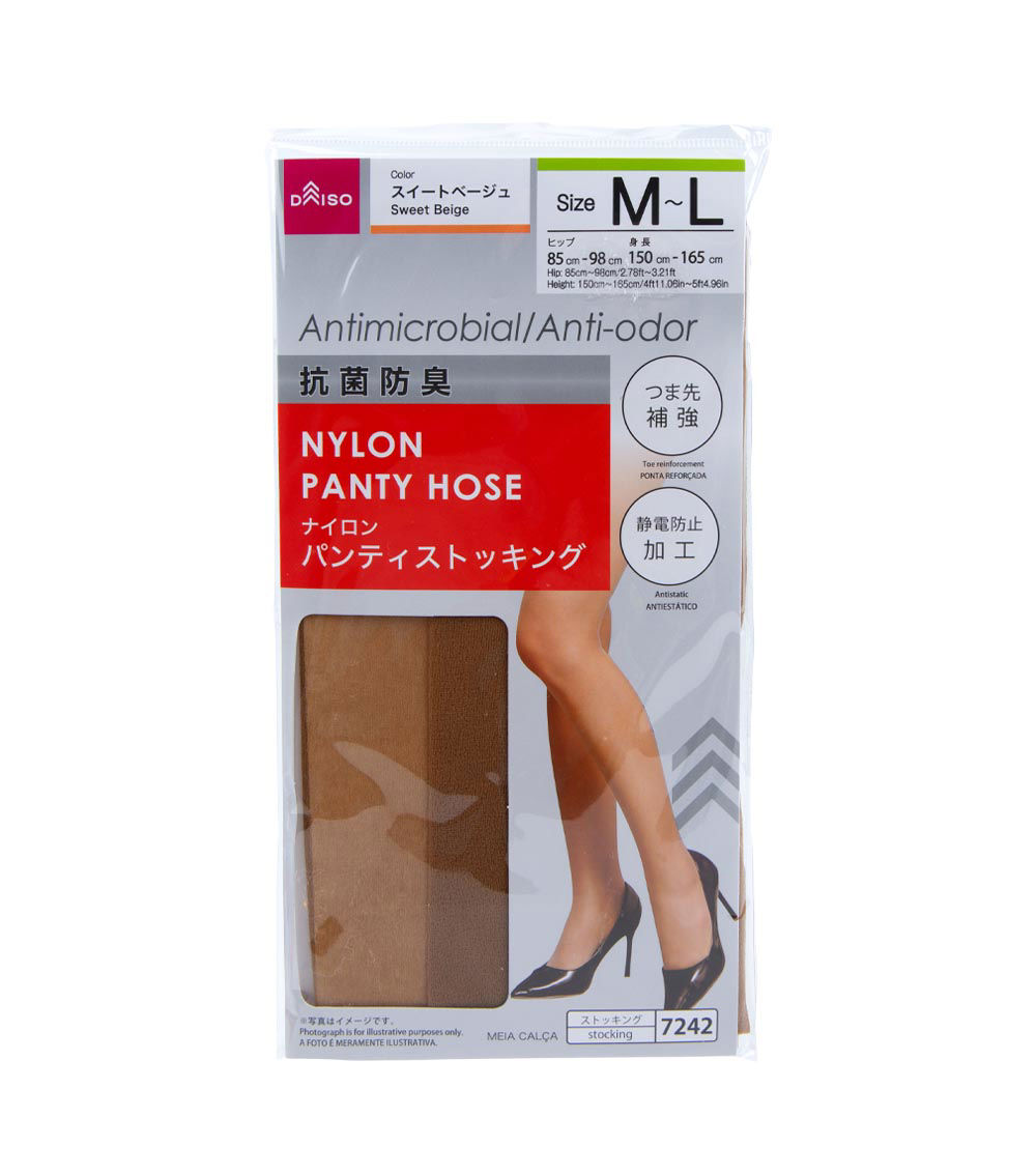 Antimicrobial Anti-odor Nylon Pantyhose, Beige (1 pc) - M-L
