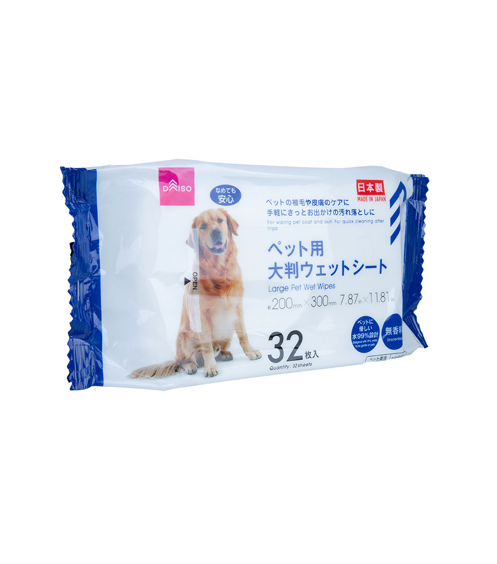 Large Pet Wet Wipes 32 Sheets – Gentle Pet Cleaning Wipes