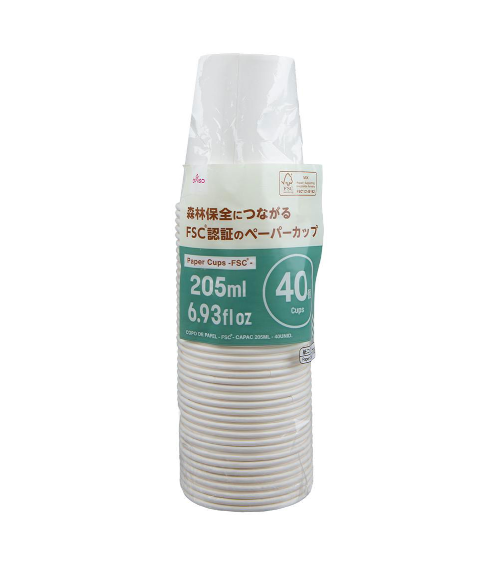 FSC Certified Paper Cups, White  (40 pcs) - 205 mL