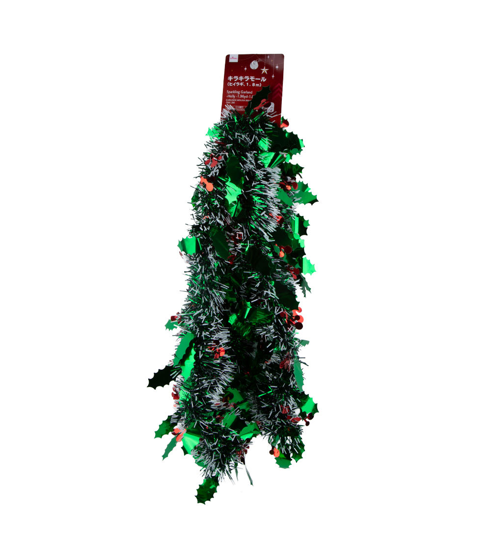 Christmas Sparkling Garland – Holly, 1.96 yd / 1.8 m