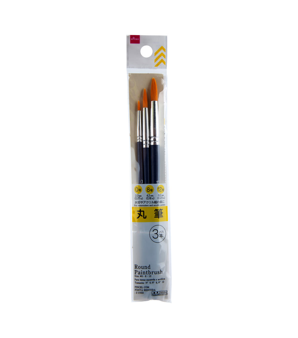 Round Paintbrush Set – Blue Handle (3 Pieces)