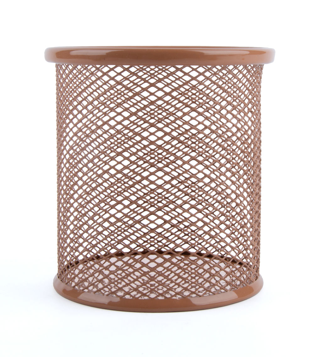 Round Wire Mesh Pen Holder, Copper
