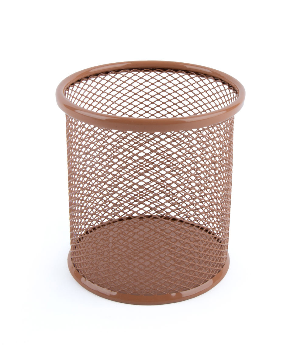 Round Wire Mesh Pen Holder, Copper