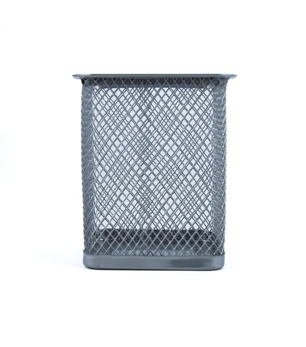 Square Wire Mesh Pen Holder, Silver