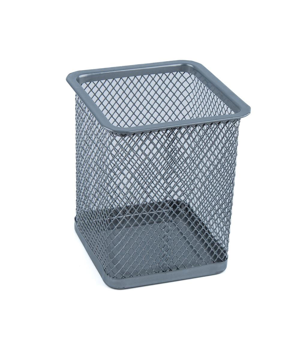 Square Wire Mesh Pen Holder, Silver