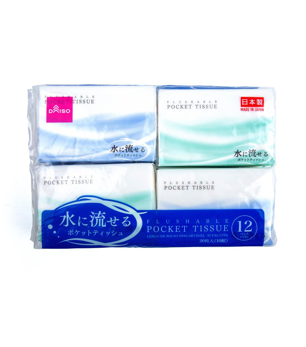 FLUSHABLE POCKET TISSUE -12 PACKS-