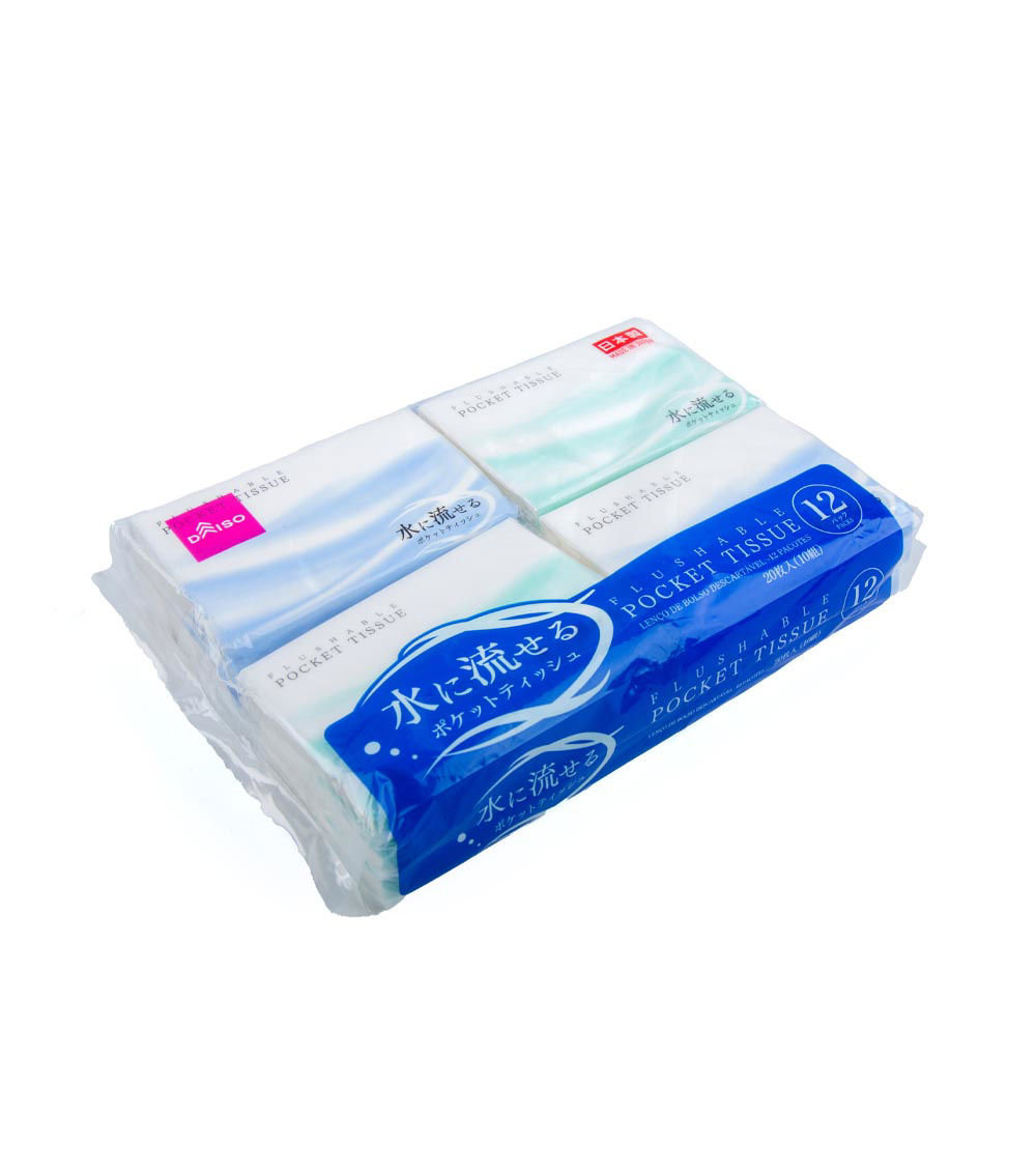 FLUSHABLE POCKET TISSUE -12 PACKS-
