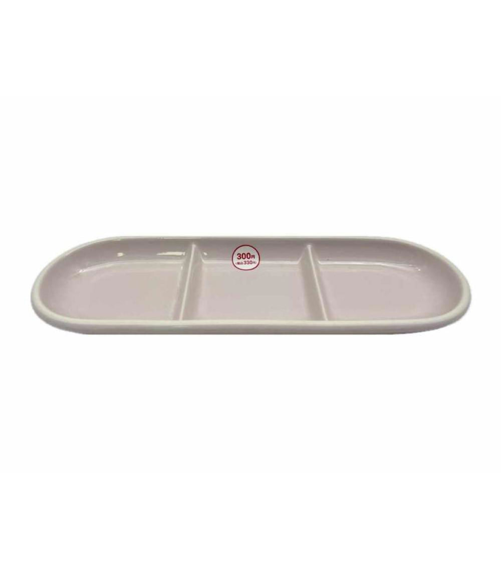 3-Section Ceramic Serving Tray – Soft Pink