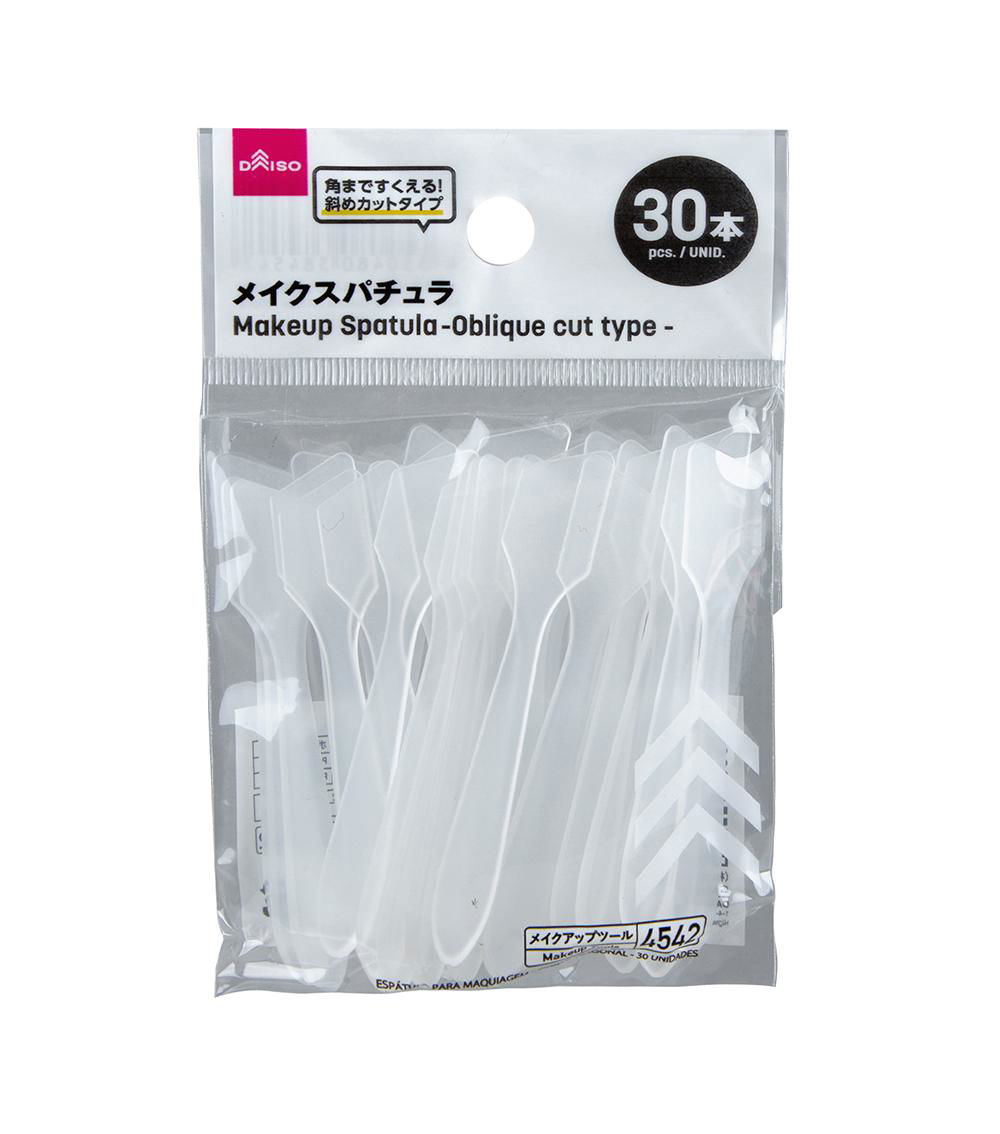 Oblique Cut Type Makeup Spatula, White (30 pcs)