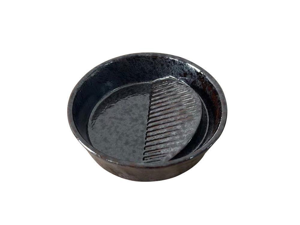 Black Glazed Ceramic Grater Plate