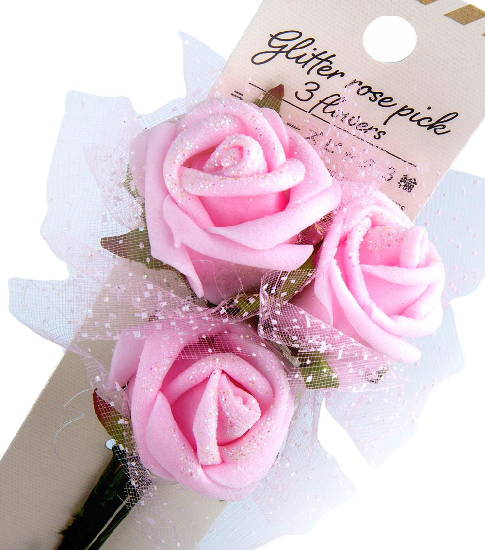 Glitter Rose Picks (3-Pack) - Assorted (1 pc)