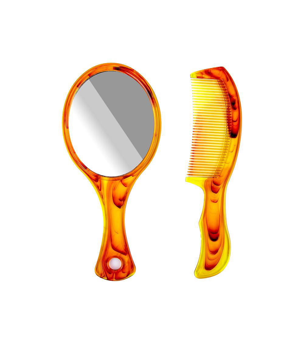 Marble-Pattern Mirror and Comb Set, Assorted (1 pc)