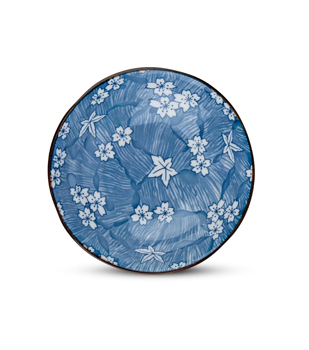 New Born Cherry Blossom Shallow Bowl, Dark Blue