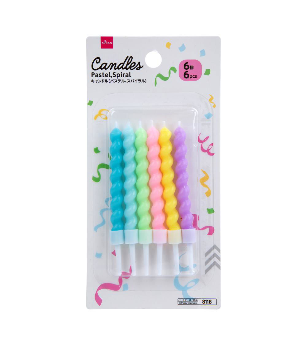 Spiral Candles, Multicolor (6 pcs)