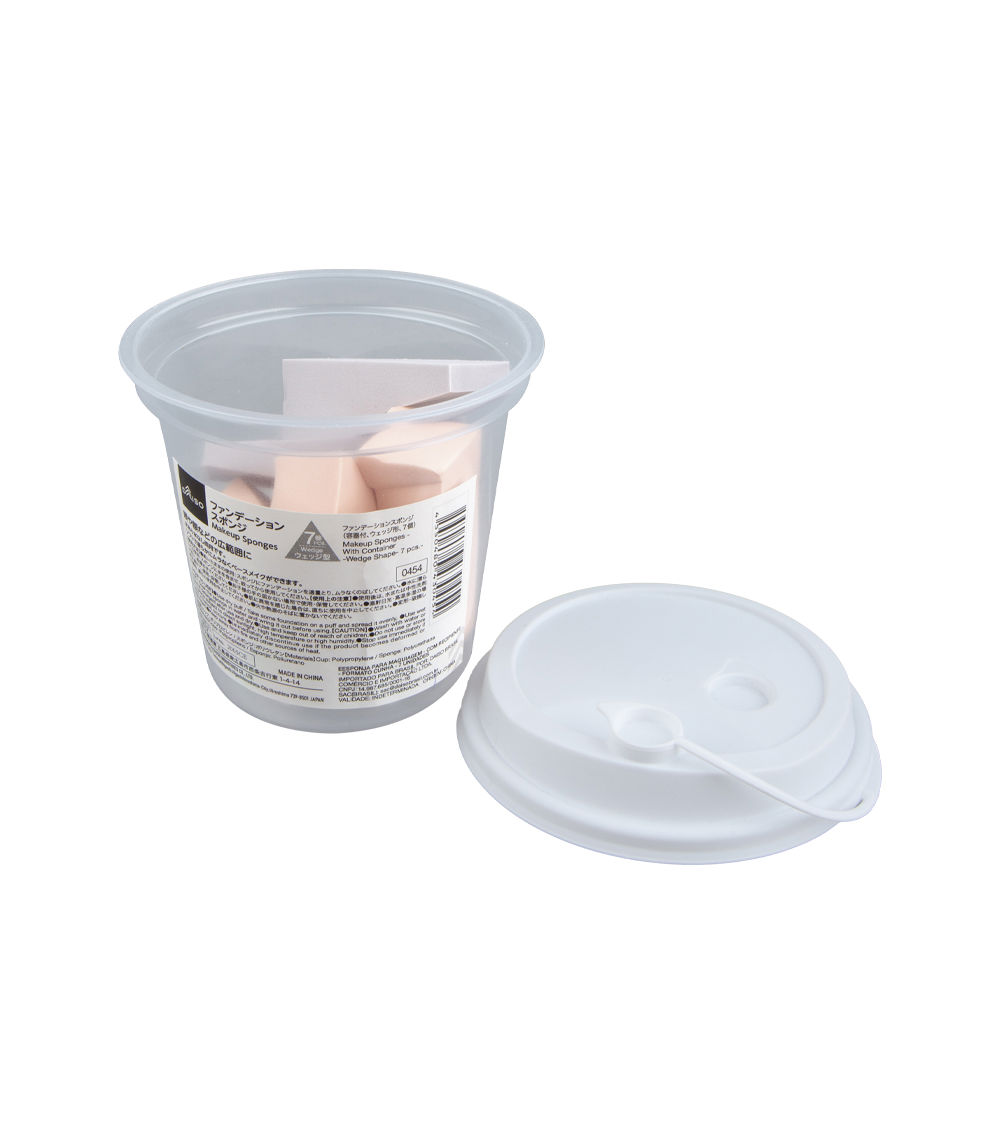 MAKEUP SPONGES -WITH CONTAINER -WEDGE SHAPE- 7 PCS.-