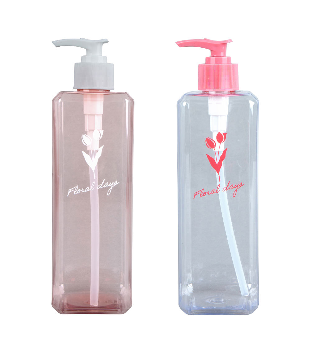 Spring Flower Slim Square 500ml Pump Bottle, Assorted (1 pc)