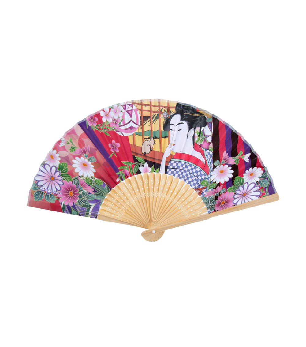 Ukiyo-e Utamaro Paper Folding Fan, Multicolor (21cm)