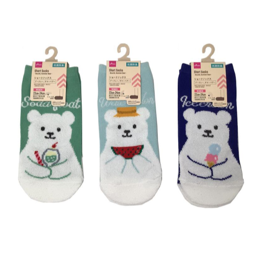 Short Socks with Summer Bear Design