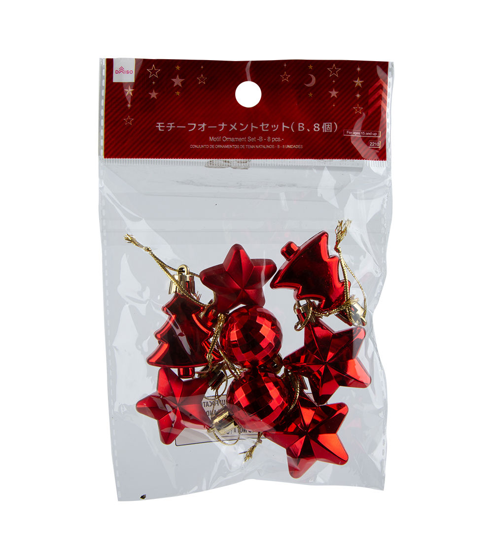 Christmas Motif Ornament Set – B 8 pcs Assorted (1 pc)