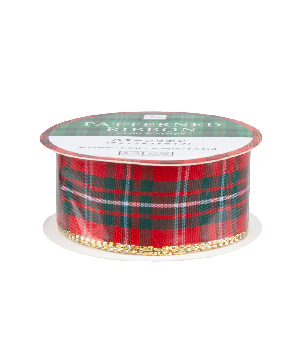 Christmas Patterned Ribbon – Plaid & Stripe Assorted (1 pc)