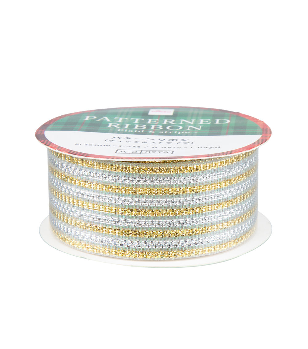 Christmas Patterned Ribbon – Plaid & Stripe Assorted (1 pc)