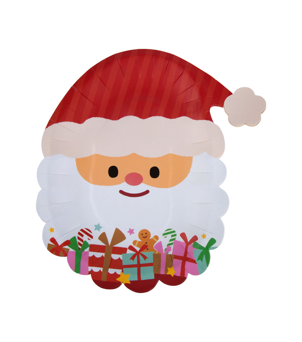 Christmas Paper Plates – Winter Mix Santa Shape 4 pcs