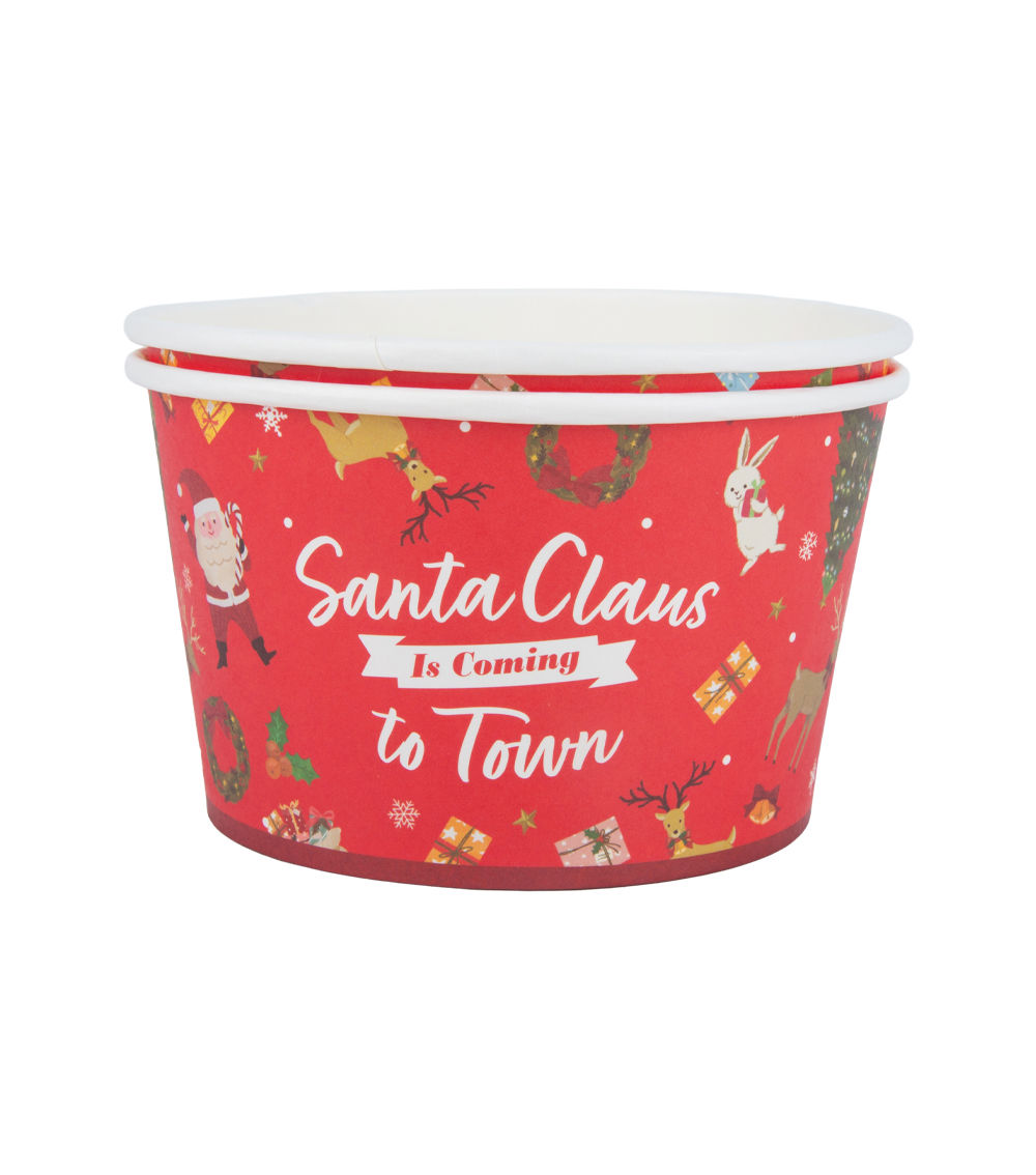 Christmas Paper Buckets–Smiling Santa, 2 pcs (5.23in/13.3cm)