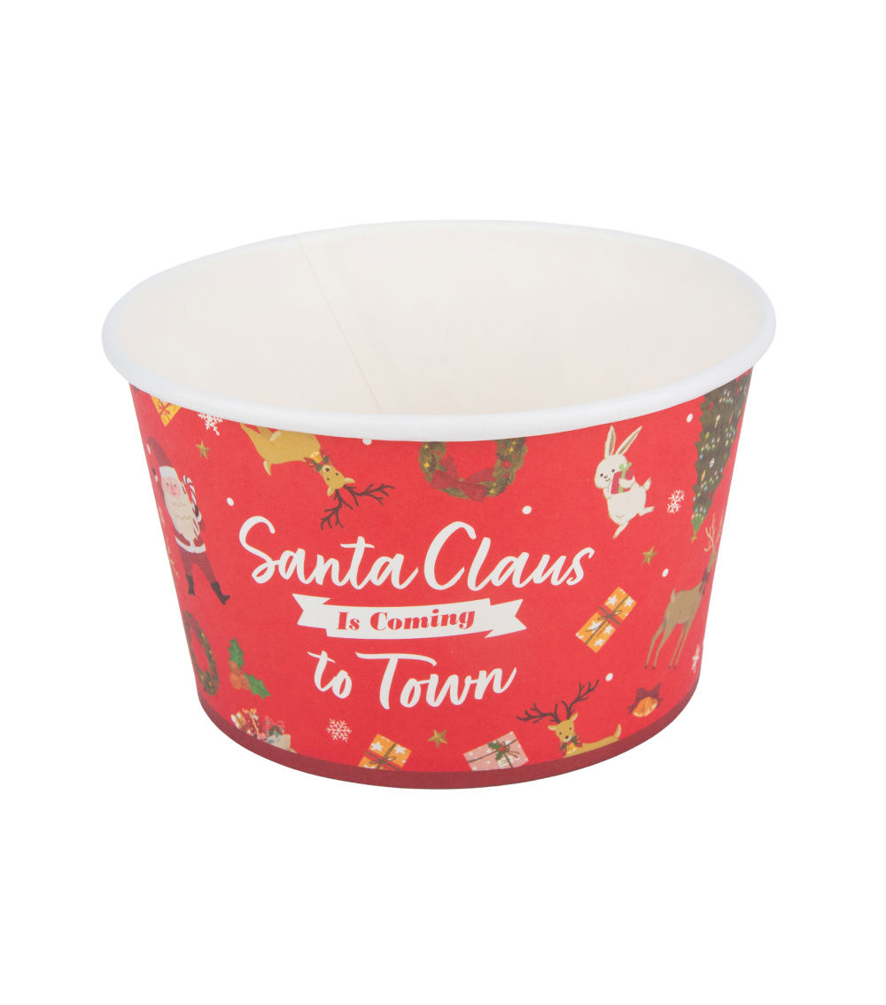 Christmas Paper Buckets–Smiling Santa, 2 pcs (5.23in/13.3cm)