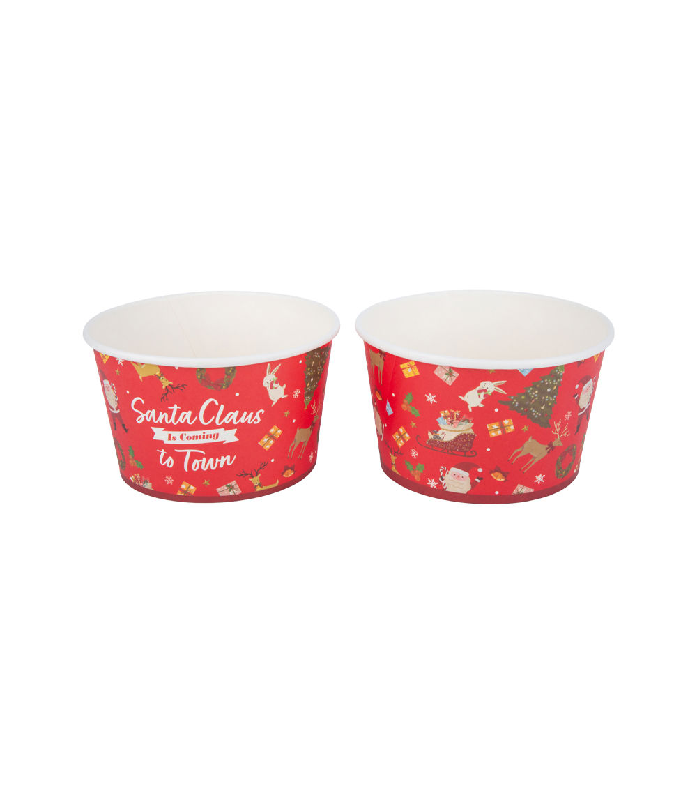 Christmas Paper Buckets–Smiling Santa, 2 pcs (5.23in/13.3cm)
