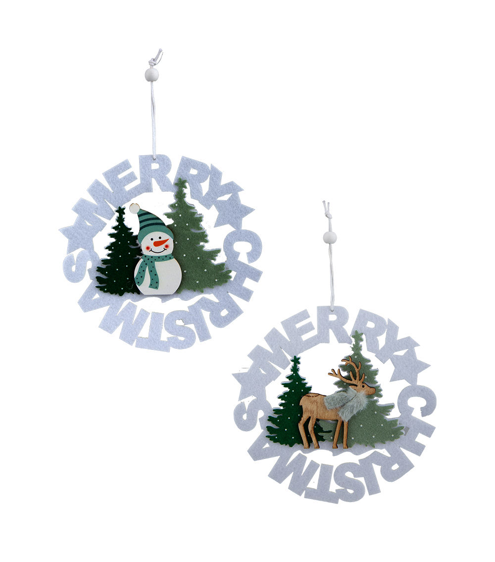 Christmas Felt Ornament – Wreath – Assorted (1 pc)