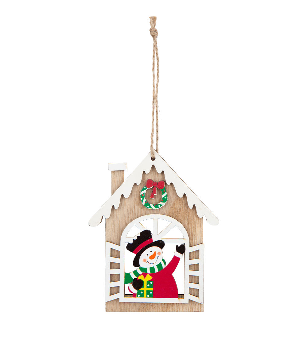 Christmas Wooden Ornament – House, Assorted (1 pc)