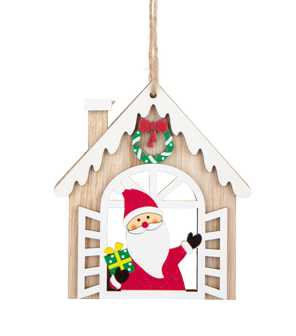Christmas Wooden Ornament – House, Assorted (1 pc)