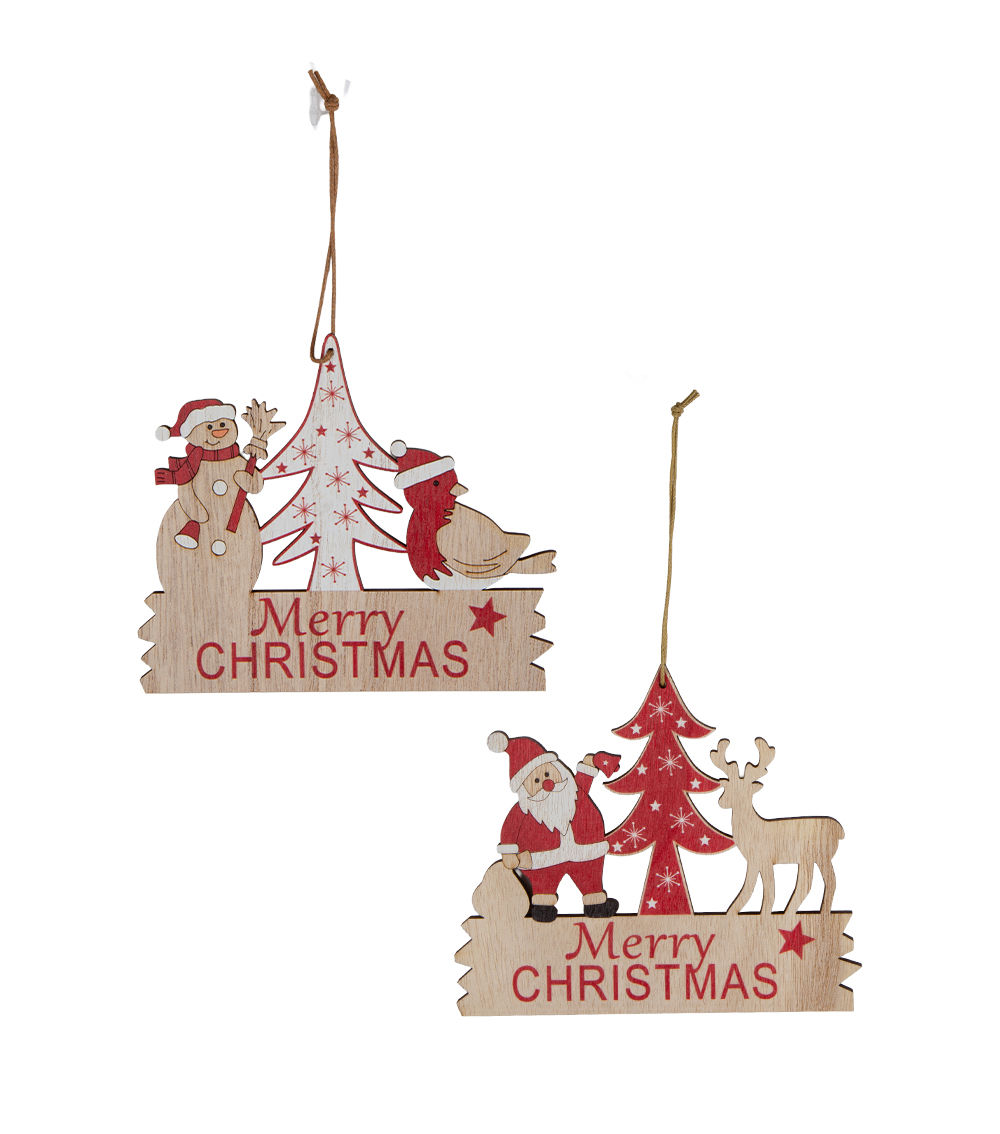 Christmas Wooden Plate Ornament – A, Assorted (1 pc)