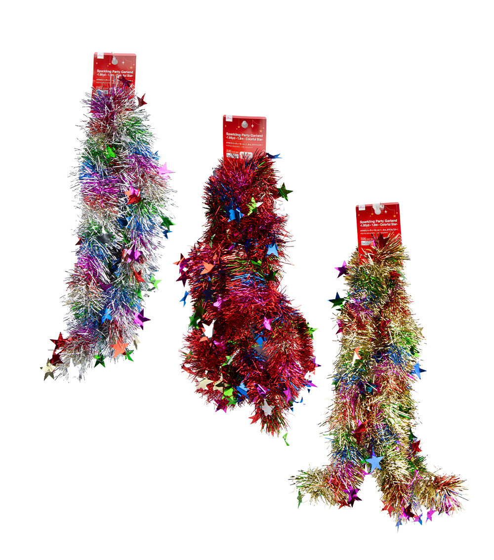 Christmas Sparkling Garland – Colorful Star – (1.96yd/1.8m)