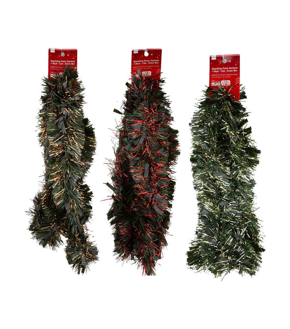 Christmas Sparkling Party Garland – 1.96yd / 1.8m, Green Mix