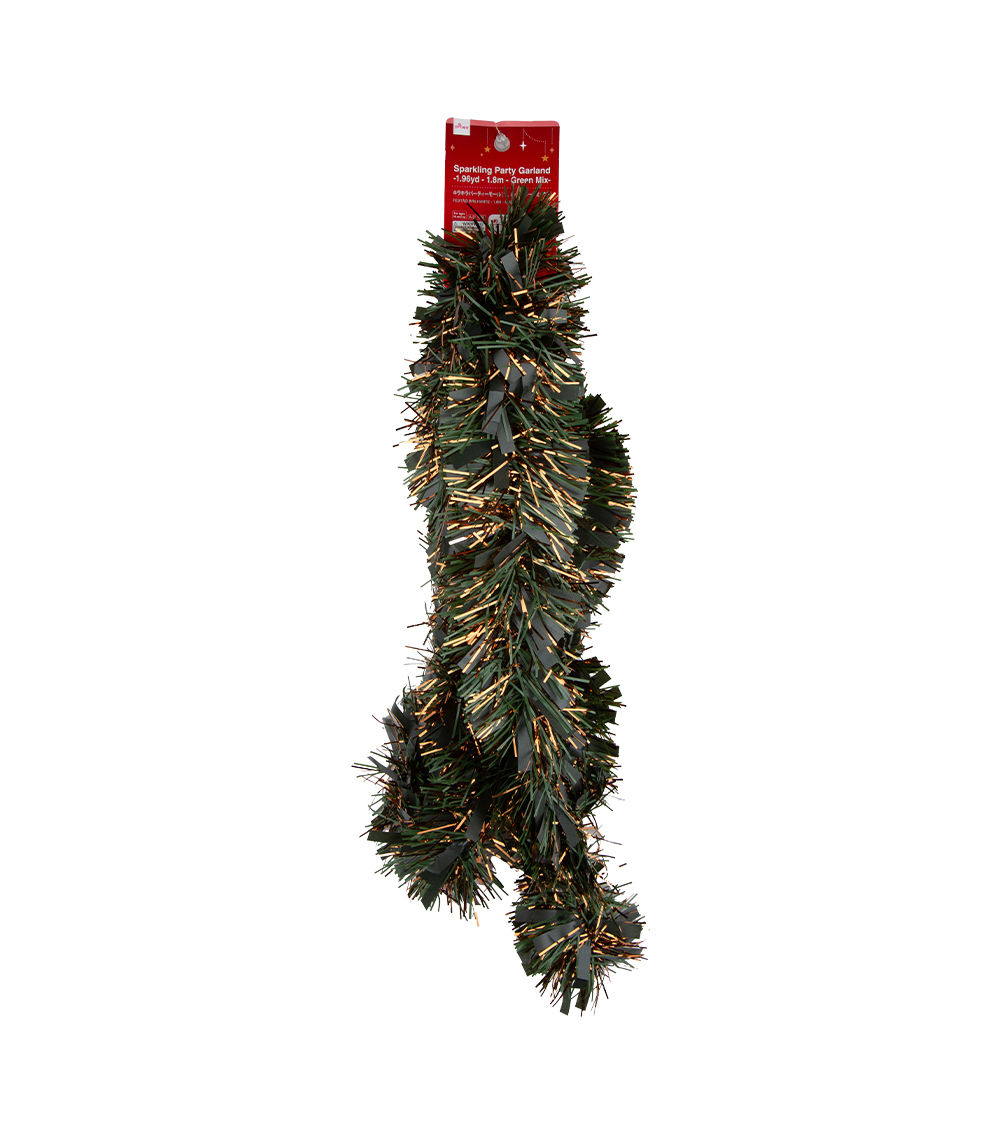 Christmas Sparkling Party Garland – 1.96yd / 1.8m, Green Mix