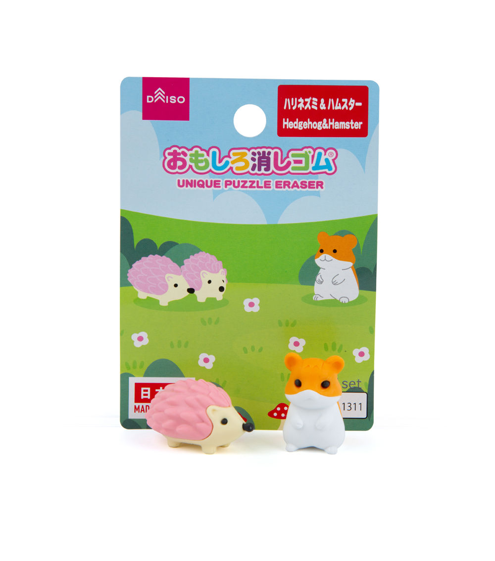 Animal-Shaped Eraser – Hedgehog & Hamster